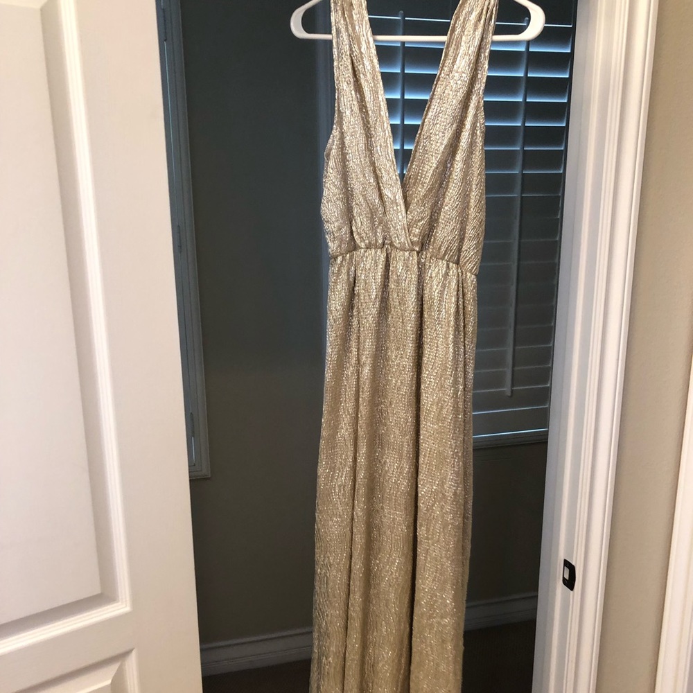 Long cocktail champagne dress